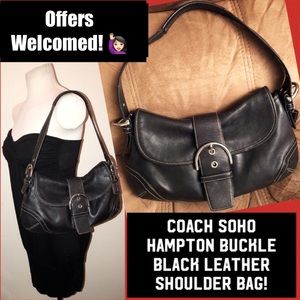 Coach Soho Hampton Buckle Blk Leather Shoulder Bag
